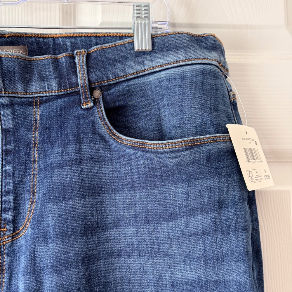 Falls Creek Womens Plus 1X Pull On Bootcut Jeans Dark Wash Blue Denim NWT - Picture 3 of 7
